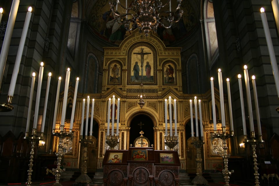 Charitos Custom Private Tour: Put the Route, Guide and Vehicle in Writing 2 Interior of Saint Spyridon Church lit by rows of candles