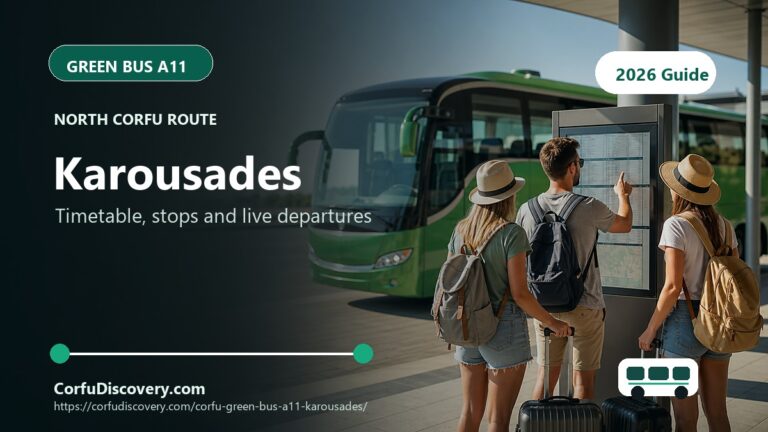 Corfu Green Bus A11 to Karousades: Timetable, Stops and Map