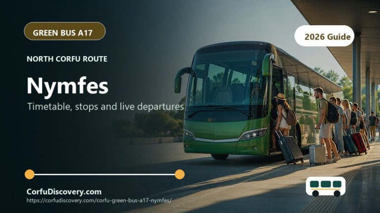 Corfu Green Bus A17 to Nymfes: Timetable, Stops and Map