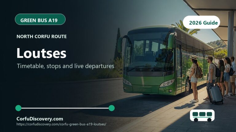 Corfu Green Bus A19 to Loutses: Timetable, Stops and Map