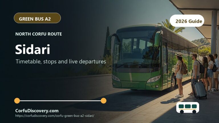 Corfu Green Bus A2 to Sidari: Timetable, Stops and Map