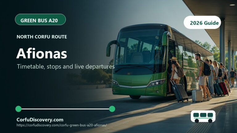 Corfu Green Bus A20 to Afionas: Timetable, Stops and Map