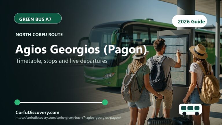 Corfu Green Bus A7 to Agios Georgios (Pagon): Timetable, Stops and Map