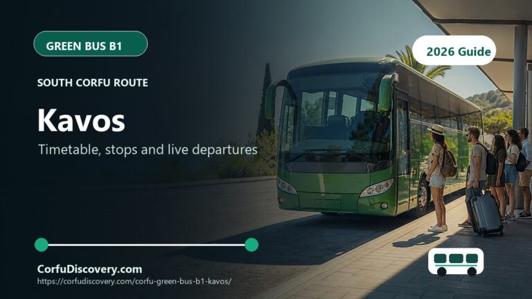 Corfu Green Bus B1 to Kavos: Timetable, Stops and Map