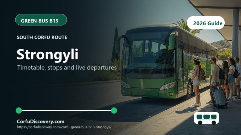 Corfu Green Bus B13 to Strongyli: Timetable, Stops and Map
