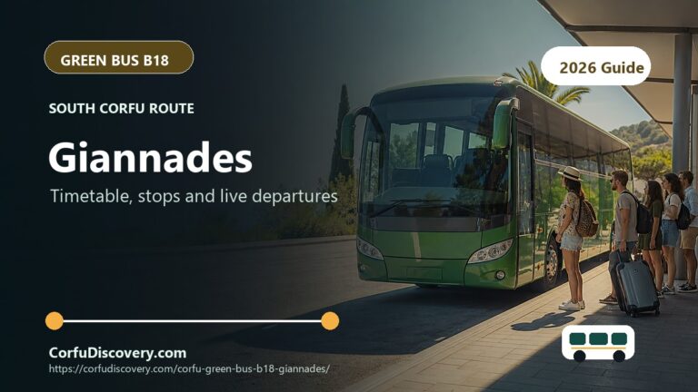 Corfu Green Bus B18 to Giannades: Timetable, Stops and Map