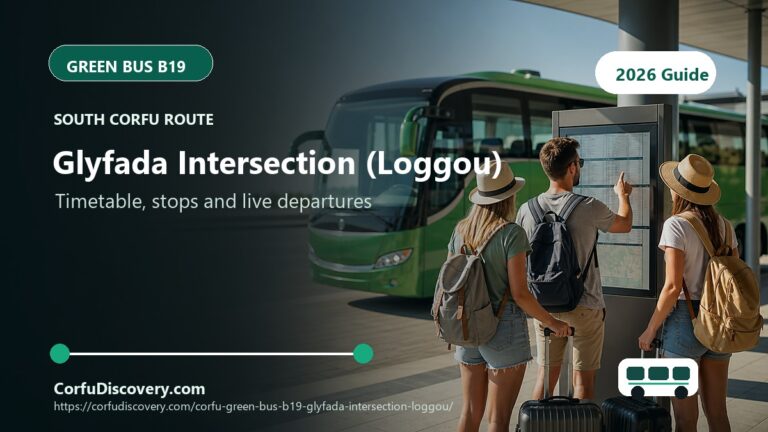 Corfu Green Bus B19 to Glyfada Intersection (Loggou): Timetable, Stops and Map