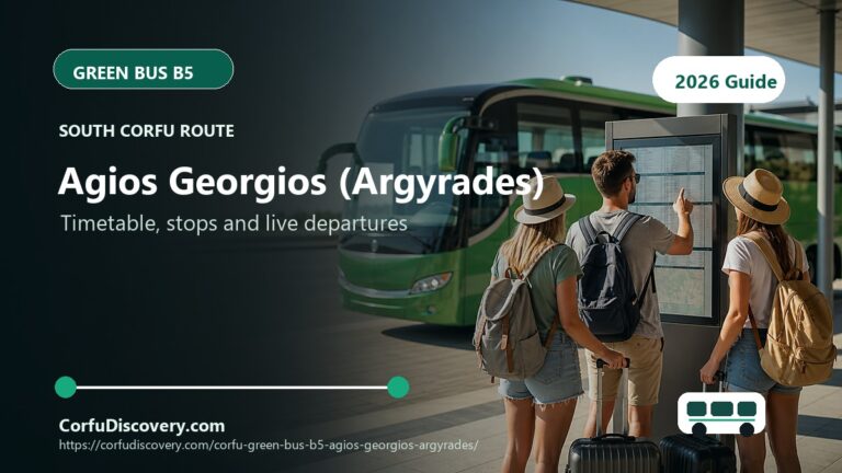 Corfu Green Bus B5 to Agios Georgios (Argyrades): Timetable, Stops and Map