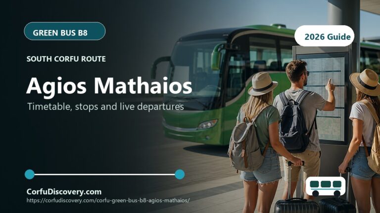 Corfu Green Bus B8 to Agios Mathaios: Timetable, Stops and Map